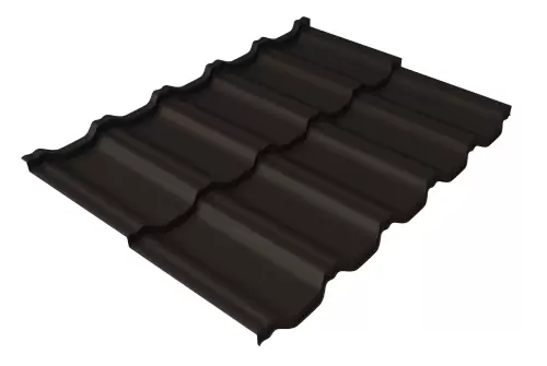 Металлочерепица модульная квинта Uno Grand Line c 3D резом 0,5 Satin RR 32 темно-коричневый