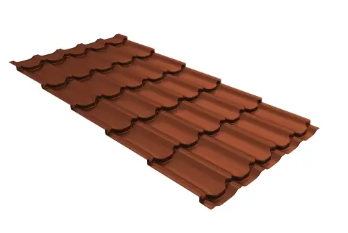 Металлочерепица квинта плюс Grand Line 0,5 Satin Matt RAL 8004 терракота