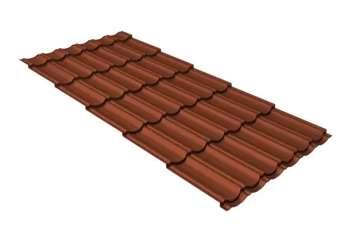 Металлочерепица квинта Юг Grand Line 0,5 Satin Matt RAL 8004 терракота