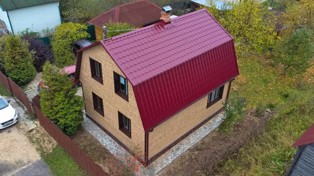 Слайд #1 | Металлочерепица камея 0,5 Satin RAL 3005 красное вино