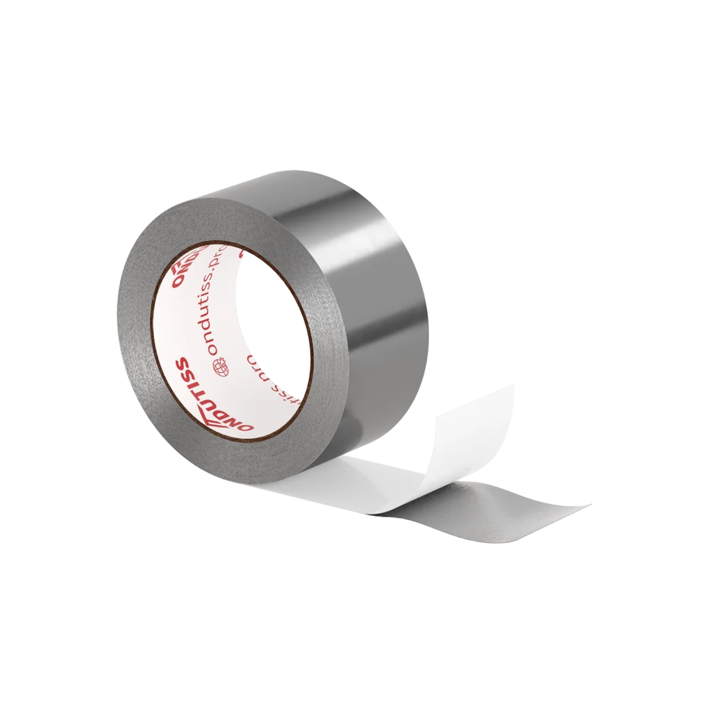 Слайд #1 | Лента Ондутис Termo Tape фольгированная монтажная самоклеящаяся для герметизации нахлёста теплоотражающих плёнок в банях и саунах (50ммx25м)